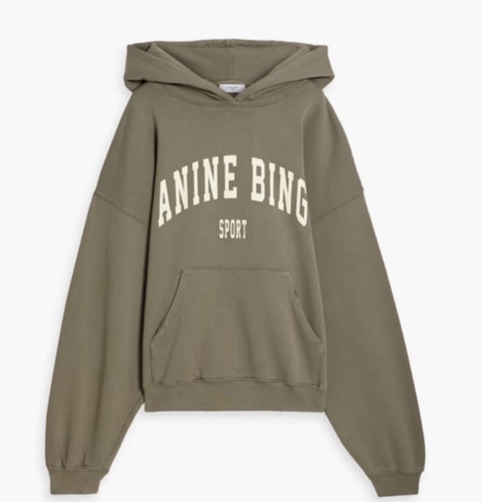NWT Anine Bing Harvey printed French cotton-terry hoodie